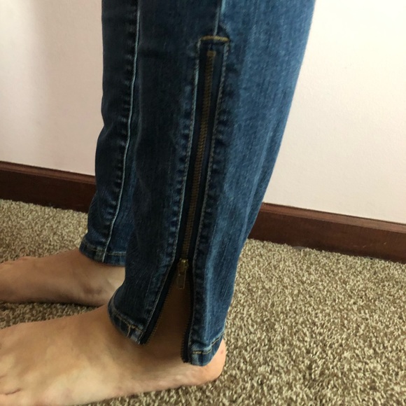 Cache Light Blue Low Rise Side Slit Ankle Zip Skinny Stretch Denim Jeans Size 2 - Picture 8 of 14